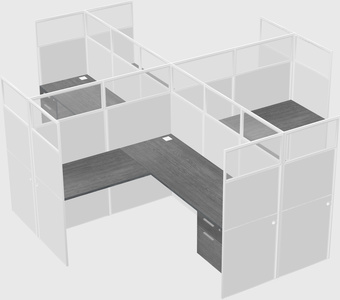 Shared l-shaped cubicles