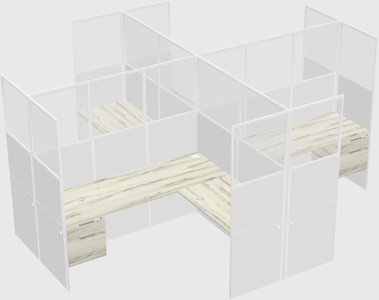 Shared l-shaped cubicles