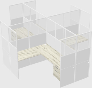 Shared l-shaped cubicles