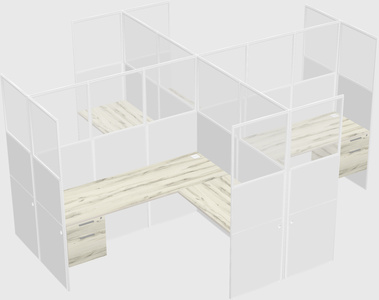 Shared l-shaped cubicles