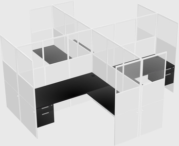 Shared l-shaped cubicles
