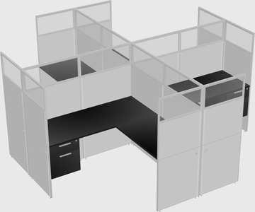 Shared l-shaped cubicles