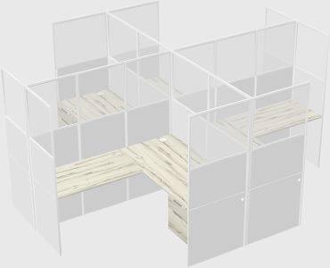 Shared l-shaped cubicles