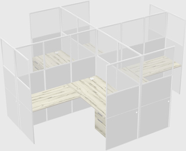 Shared l-shaped cubicles