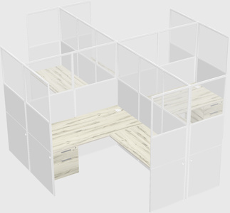 Shared l-shaped cubicles