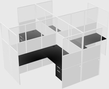 Shared l-shaped cubicles