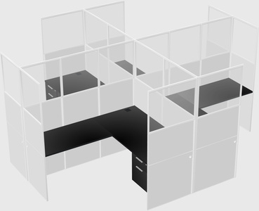 Shared l-shaped cubicles