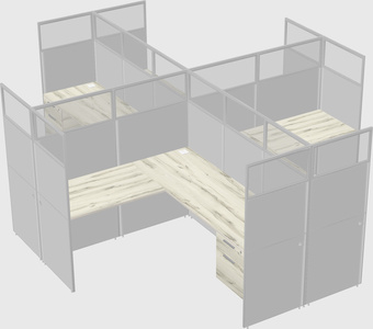 Shared l-shaped cubicles