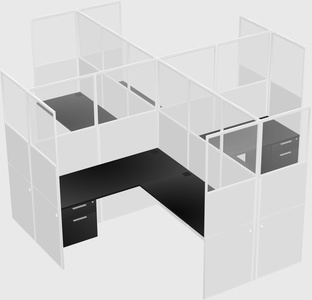 Shared l-shaped cubicles