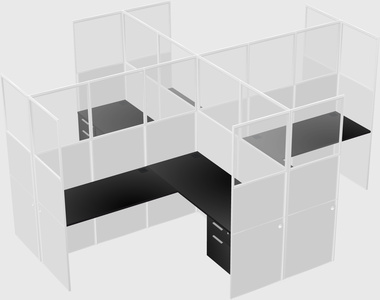 Shared l-shaped cubicles