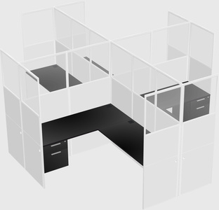 Shared l-shaped cubicles