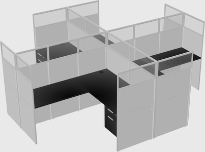 Shared l-shaped cubicles