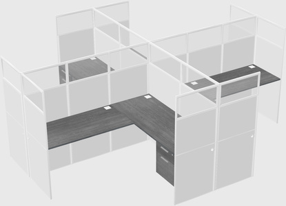 Shared l-shaped cubicles