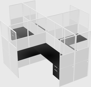 Shared l-shaped cubicles
