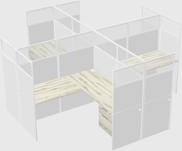 Shared l-shaped cubicles