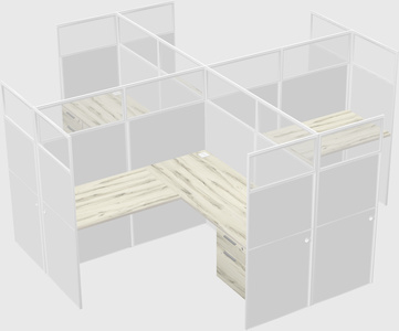 Shared l-shaped cubicles
