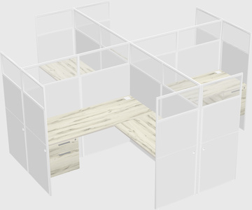 Shared l-shaped cubicles