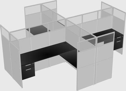 Shared l-shaped cubicles