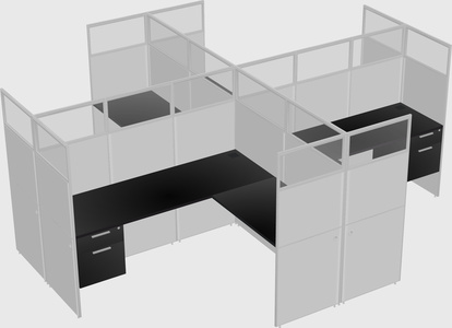 Shared l-shaped cubicles