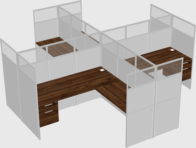 Shared l-shaped cubicles