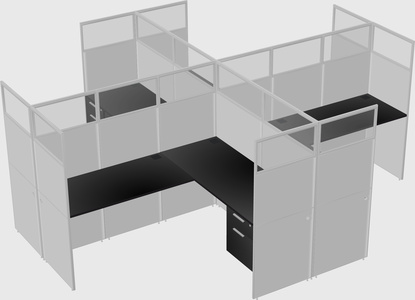 Shared l-shaped cubicles