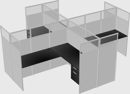 Shared l-shaped cubicles