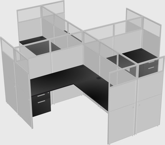 Shared l-shaped cubicles