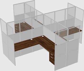 Shared l-shaped cubicles