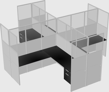 Shared l-shaped cubicles
