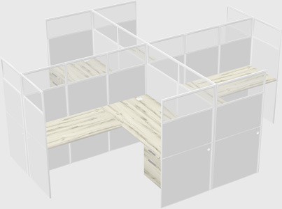 Shared l-shaped cubicles