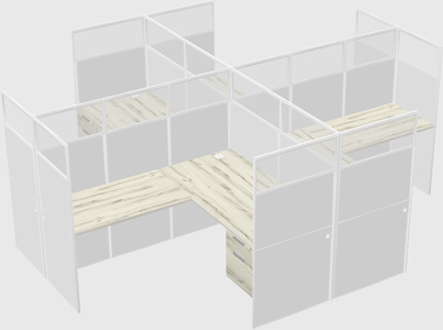 Shared l-shaped cubicles