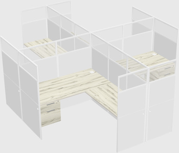 Shared l-shaped cubicles