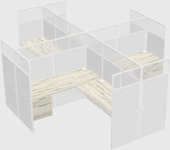 Shared l-shaped cubicles
