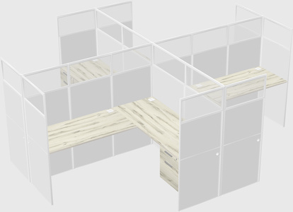 Shared l-shaped cubicles