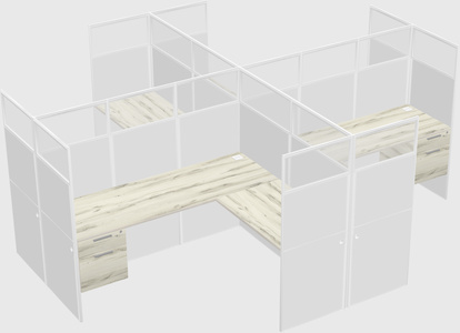 Shared l-shaped cubicles