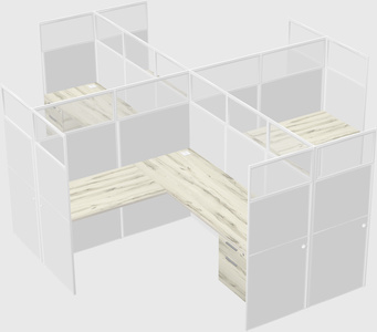Shared l-shaped cubicles