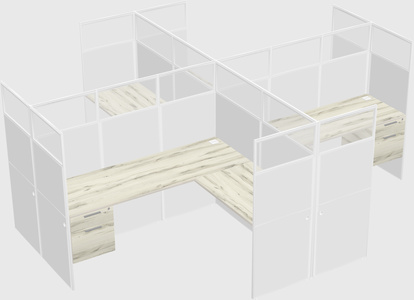 Shared l-shaped cubicles