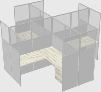 Shared l-shaped cubicles