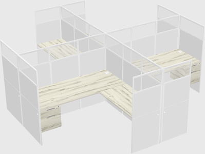 Shared l-shaped cubicles