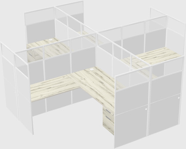 Shared l-shaped cubicles