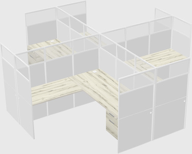 Shared l-shaped cubicles