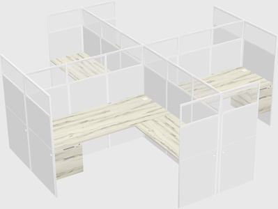 Shared l-shaped cubicles