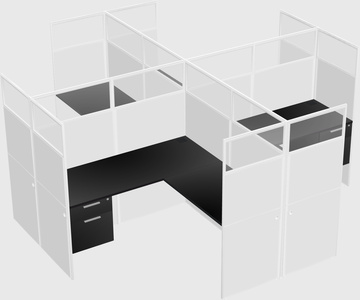 Shared l-shaped cubicles