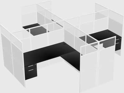 Shared l-shaped cubicles