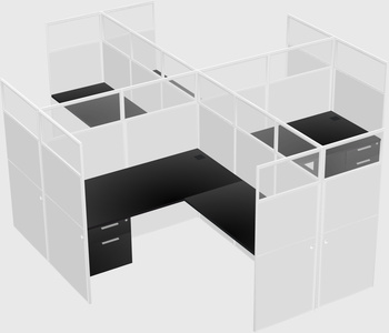 Shared l-shaped cubicles