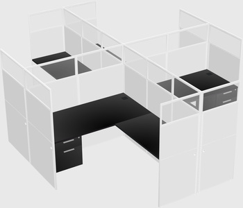 Shared l-shaped cubicles