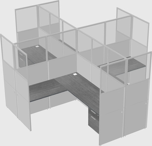 Shared l-shaped cubicles