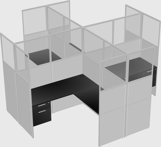 Shared l-shaped cubicles