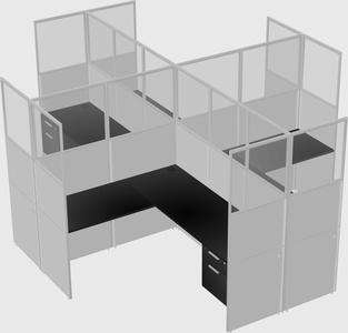 Shared l-shaped cubicles