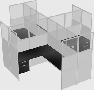Shared l-shaped cubicles